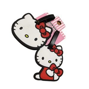 Hello Kitty Rubber Heavy Duty Luggage Tags - Set Of 2 New On Card